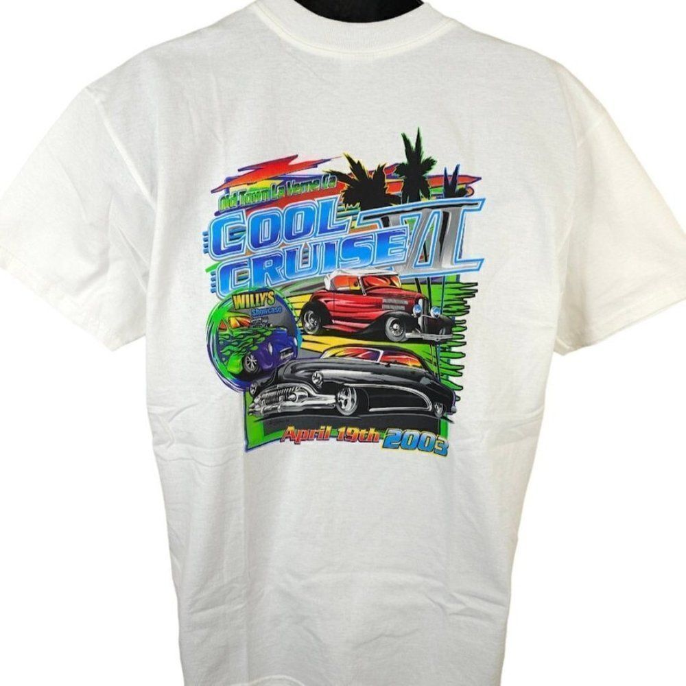 Car Show T Shirt Mens Size Large Vintage Y2K 2003 Cool Cruise Old Town La Verne